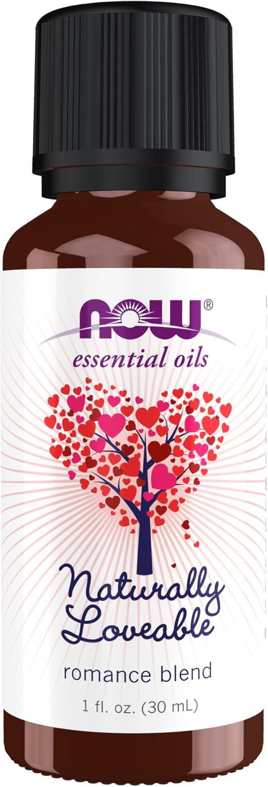 NOW Essential Oils, Naturally Loveable Oil Blend, Romantic Aromatherapy Scent, Blend of Pure Essential Oils, Vegan, Child Resistant Cap, 1-Ounce
