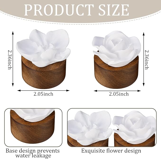 2 Pcs Ceramic Rose Diffuser Flower Passive Essential Oil Diffuser Flower Ceramic Aromatherapy Non Electric Battery for Home Office Tabletops Bathroom Decorative Birthday Ideal Gifts