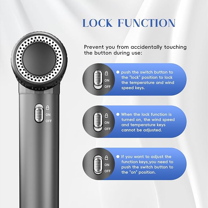 Natrial Ionic Professional Hair Dryer with Diffuser for Curly Hair,1600W&110000RPM High Speed Blow Dryer for Women,Fast Drying,Lock Function,Low Noise,Lightweight for Home Travel Salon,Dark Gray