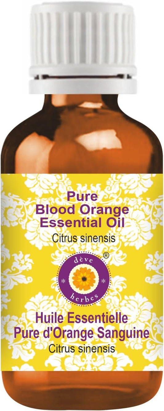 dève herbes Blood Orange Essential Oil (Citrus sinensis) Pure | Non-Sticky | Non-Greasy | Lightweight | Men & Women | All Skin Types | Steam Distilled 30ml (1 oz)