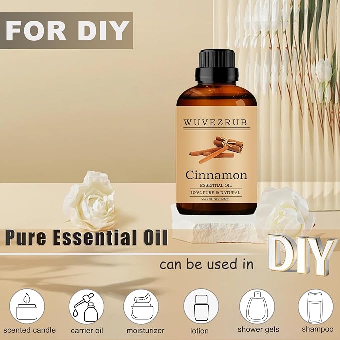Cinnamon Essential Oils 120ML, 100% Pure and Natural Essential Oil for Aromatherapy Diffuser - 4 Fl Oz/Cinnamon