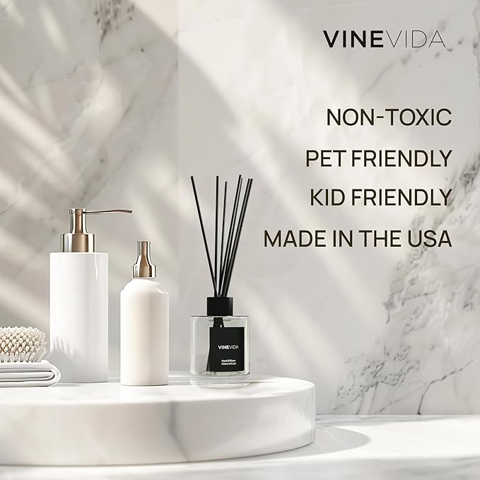 VINEVIDA Prime Reed Diffuser for Home & Bathroom | Long-Lasting Scent Sticks Set | Oil Stick Diffuser | Bathroom Scent - Room Fragrance No. 3100 - Inspired by: Tobacco and Vanilla