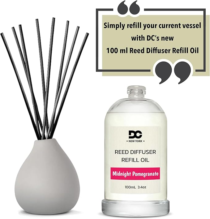 Daniella's Candles Midnight Pomegranate Reed Diffuser Refill Oil, 3.4oz/100ml, Premium Fragrance Oil, Home Fragrance, Long Lasting, Oil for Reed Diffuser