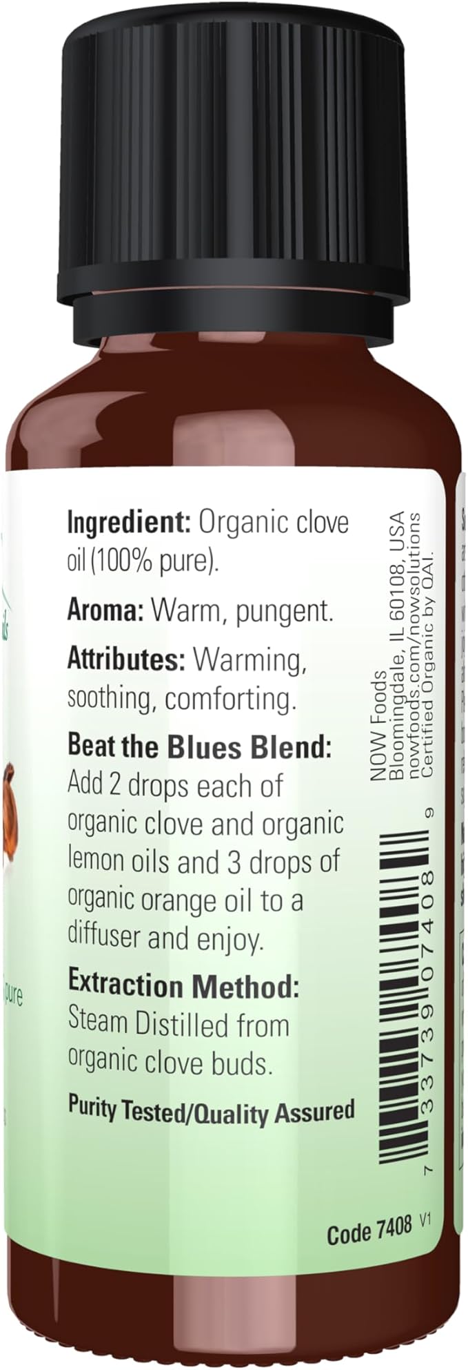 NOW Essential Oils, Organic Clove Oil, Balancing Aromatherapy Scent, Steam Distilled, 100% Pure, Vegan, Child Resistant Cap, 1-Ounce