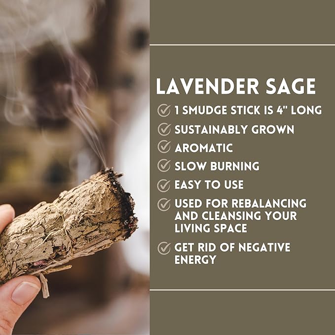 Ancient VEDA Organic Smudge Kit – Lavender, Palo Santo, Sweetgrass, Abalone Shell, Feather & Smudge Guide | Home Smudging Kit for Energy Cleansing, Meditation, Healing (Healer's Kit, Lavender Sage)