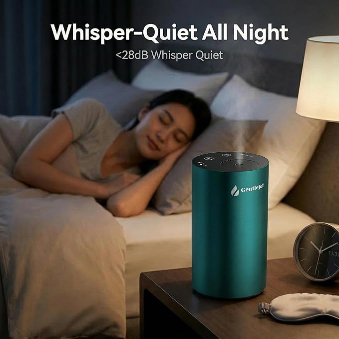 GentleJet LiteMist Waterless Nebulizing Essential Oil Diffuser – Cold Air Aromatherapy, USB-C Cordless 2000mAh Battery, Aluminum Portable for Home Office Car, 20ml