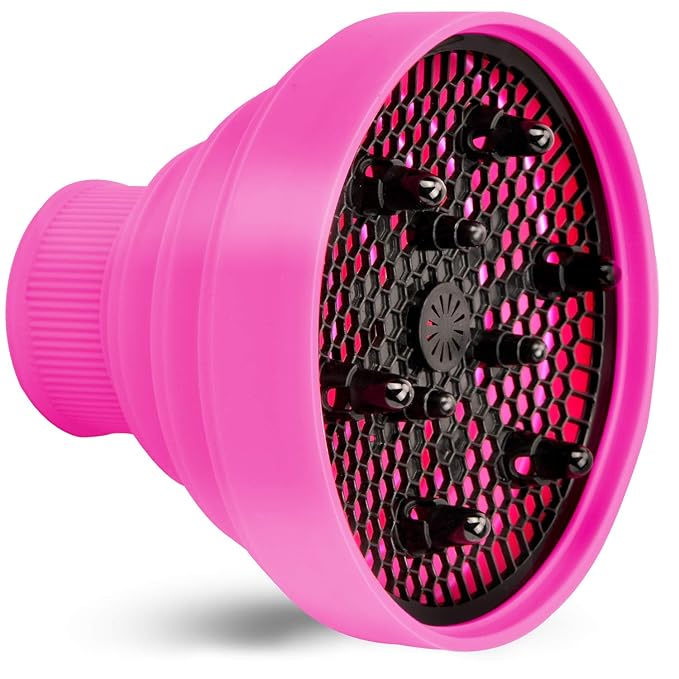 Universal Collapsible Hair Dryer Diffuser Attachment- Salon Grade Tool,Lightweight Foldable Portable Travel Folding Design Fit Most of Blow Dryers-PinkPink