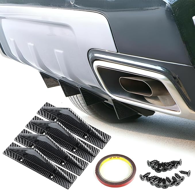 4pcs Car Rear Lower Bumper Wing Lip Diffuser, Anti-Crash Accessories Spoiler Shark Fin Protector, Rear Bumper Splitter Lip Wing with Screw, Universal Auto Decoration for Car SUV Truck
