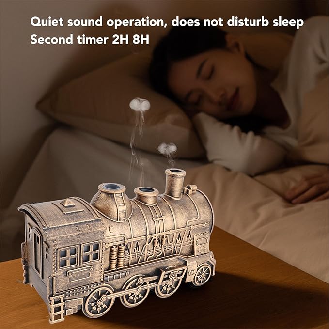 Train Diffuser Cool Mist Humidifier 300ml Double Outlets Essential Oil Diffuser with 2 Mist Modes Essential Oil Night Light for Bedroom Office Desk Home Decor