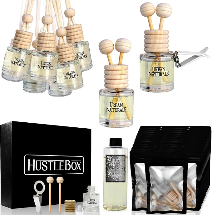 Smoked Vanilla Hanging Car Air Freshener and Essential Oil Diffusers with Vent Clips - 25-Pack Automobile Aromatherapy Diffuser Bottles - Kit Ideal for Resale, Gifts & Party Favors