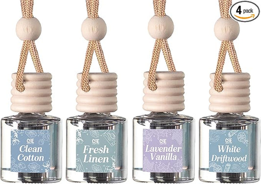 CE Craft Hanging Car Air Freshener – Fragrance Oil Diffuser with Essential Oils – Long-Lasting Aromatherapy Scents for Automobiles – 4 Pack, Clean