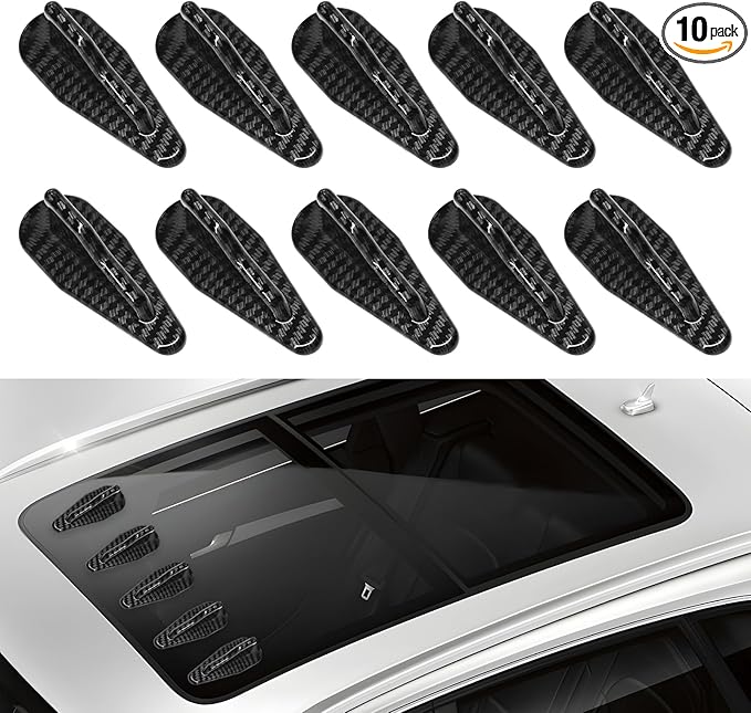 10 PCS Diffuser Shark Fin Kit, Waterproof Air Vortex Generator Spoiler Replacement Set, Universal Roof Wing Decoration Noise Reduction for Cars Trucks SUVs (Carbon Fiber, Rounded)