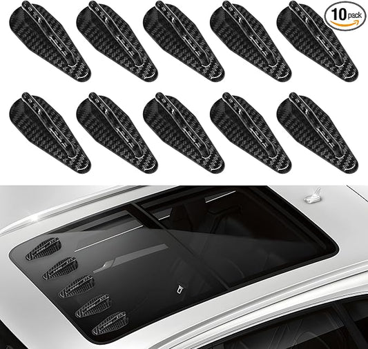 10 PCS Diffuser Shark Fin Kit, Waterproof Air Vortex Generator Spoiler Replacement Set, Universal Roof Wing Decoration Noise Reduction for Cars Trucks SUVs (Carbon Fiber, Rounded)