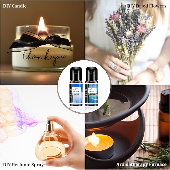 Reborn Essential Oils Set, 6x15ml Fragrance Oils Kit for Diffuser, Humidifier, Aromatherapy, Air Purifier - Aqua Lily, Water Hyacinth, Breathe Easy, Ocean Mist, Neverland, Lavender