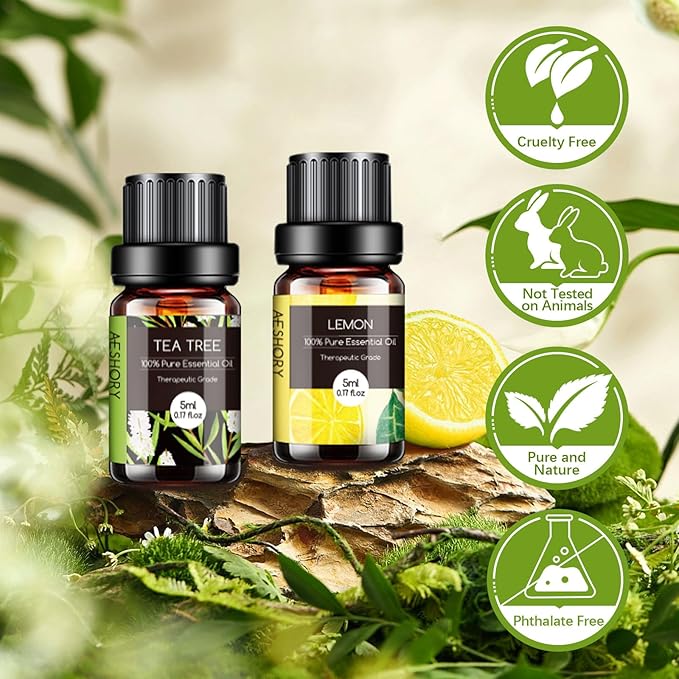 Essential Oils Set - 32x5ml Pure Aromatherapy Essential Oils Kit for Diffuser, Humidifier, Aromatherapy, Massage, Skin & Hair Care - Lavender, Tea Tree, Eucalyptus, Sandalwood, Peppermint, Rosemary