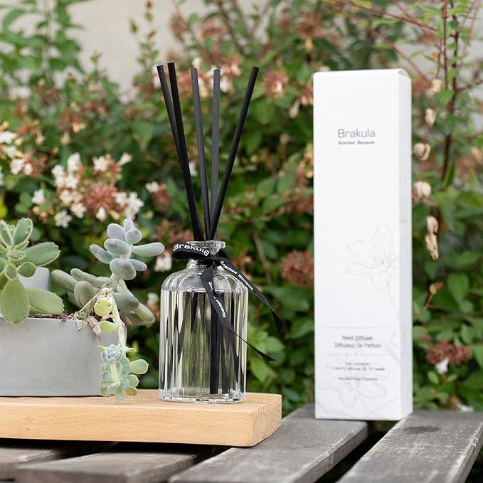 Brakula 2 Pack Fragrance Reed Diffuser, 118ML Grapefruit Diffuser Set with 10 Black Fiber Sticks, Air Freshener for Bedroom & Bathroom & Office Decor