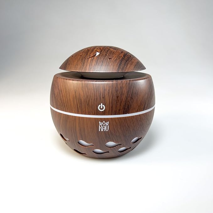 Aromatherapy Cool Mist Diffuser, Essential Oil Diffusers with LED 7-Color Lights, 120ml Capacity, Silent Aroma Diffuser for Home Bedroom, 5V USB Cool Mist Humidifier Includes (Espresso)