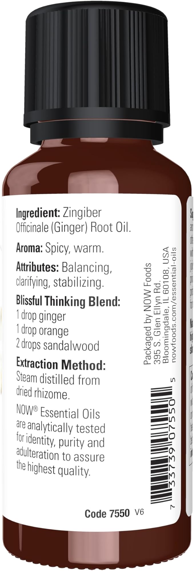 NOW Essential Oils, Ginger Oil, Spicy Aromatherapy Scent, Steam Distilled, 100% Pure, Vegan, Child Resistant Cap, 1-Ounce