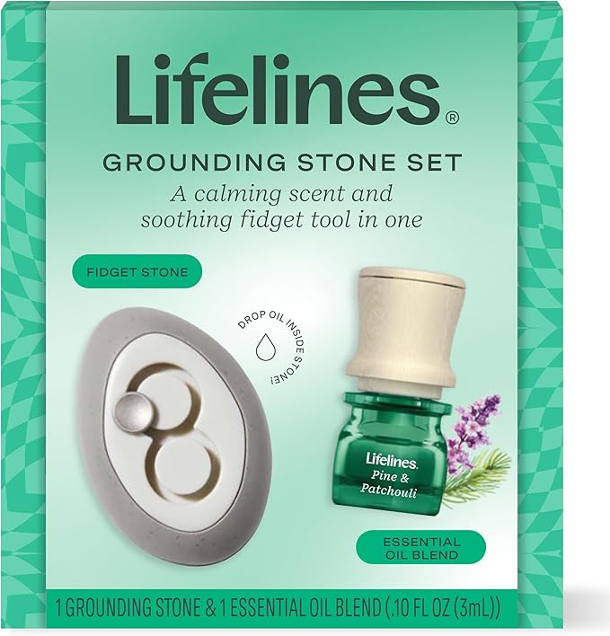 Lifelines Scent-Infused Grounding Stone & Oil Blend - Portable Fidgets for Tweens, Teens & Adults with Essential Oil Blend & Diffusion Stones for Sensory Immersion - Calming Waterless Passive Diffuser