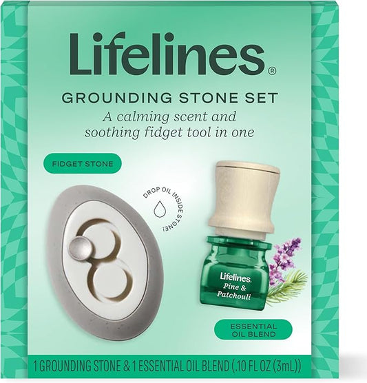 Lifelines Scent-Infused Grounding Stone & Oil Blend - Portable Fidgets for Tweens, Teens & Adults with Essential Oil Blend & Diffusion Stones for Sensory Immersion - Calming Waterless Passive Diffuser