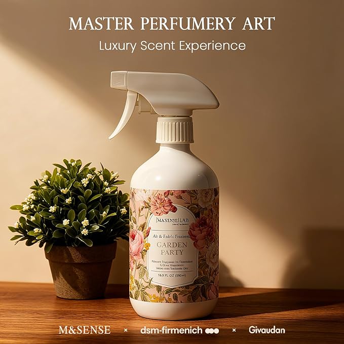 M&SENSE Jasmine Garland Scent Bundle - Reed Diffuser Oil Refill 16.9oz with 10 Sticks & Odor Eliminator Spray Natural Essential Oil Home Spa Office Pet Smoke Musty Smell Remover