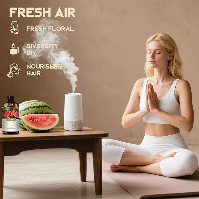 Watermelon Essential Oil – MLYNKL Watermelon Oils 4.33 fl oz for Diffusers, Humidifiers, Massage, DIY Candles, Soap, Cleaning, Home, Yoga, Office, Gifts - 130 ml