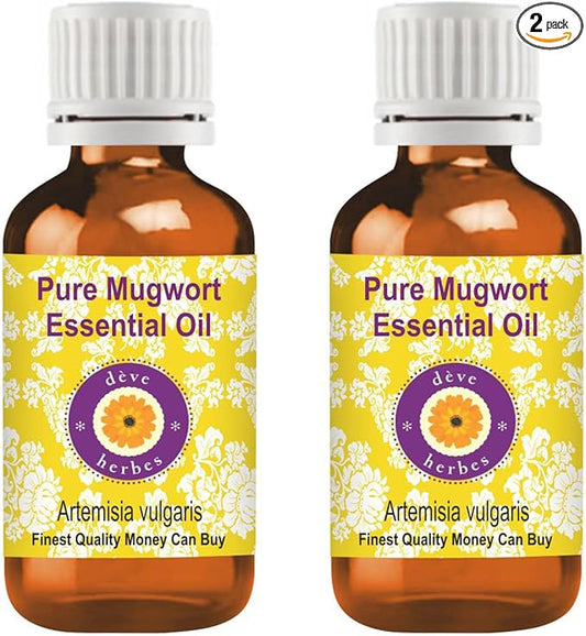 Deve Herbes Pure Mugwort Essential Oil (Artemisia vulgaris) Steam Distilled (Pack of Two) 100ml X 2 (6.76 oz)