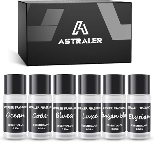 Hotel Series 6-Pack Car Air Freshener Refills (10mL Each) | Smart Diffuser Essential Oil Kit with 6 Unique Fragrances | Long-Lasting Scents for Car Aromatherapy