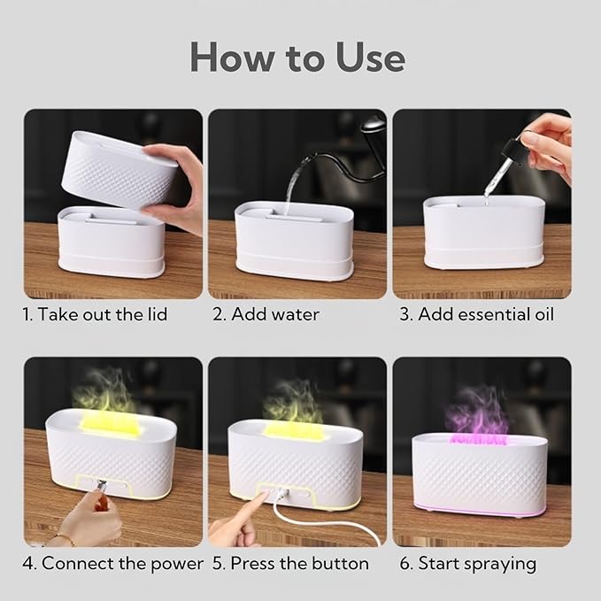 Portable Small Humidifier Dual Nozzle - Large Cool Mist Humidifiers Double Spray Ports, Water Shortage Protection, Ultra-Quiet, Mini Humidifier for Bedroom Plants Office Car Travel (Flame Volcano)
