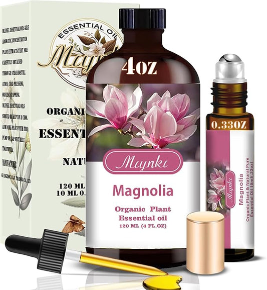 Magnolia Essential Oil – MLYNKL Magnolia Oils 4.33 fl oz for Diffusers, Humidifiers, Massage, DIY Candles, Soap, Cleaning, Home, Yoga, Office, Gifts - 130 ml
