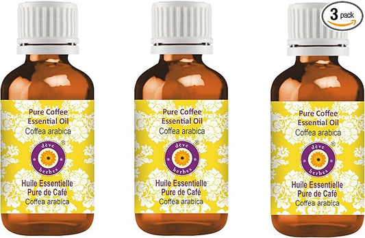 Deve Herbes Pure Coffee Essential Oil (Coffea Arabica) Steam Distilled (Pack of Three) 100ml X 3 (10 oz)