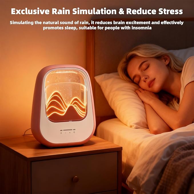 8-in-1 White Noise Sound Machine with Aroma Diffuser, Rain Sound Machine for Sleeping, Stress Relief, Waterfall Sound Machine Night Light Timer for Bedroom Office Home Decor, Amber