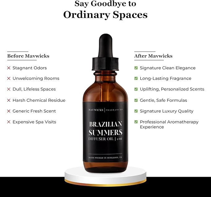 Mavwicks Diffuser Oil (Brazilian Summers) – 2oz Premium Essential Oil Blend for Aromatherapy Diffusers, Long-Lasting Luxury Home Fragrance for Living Room, Bedroom, Office, Bathroom & Hotel