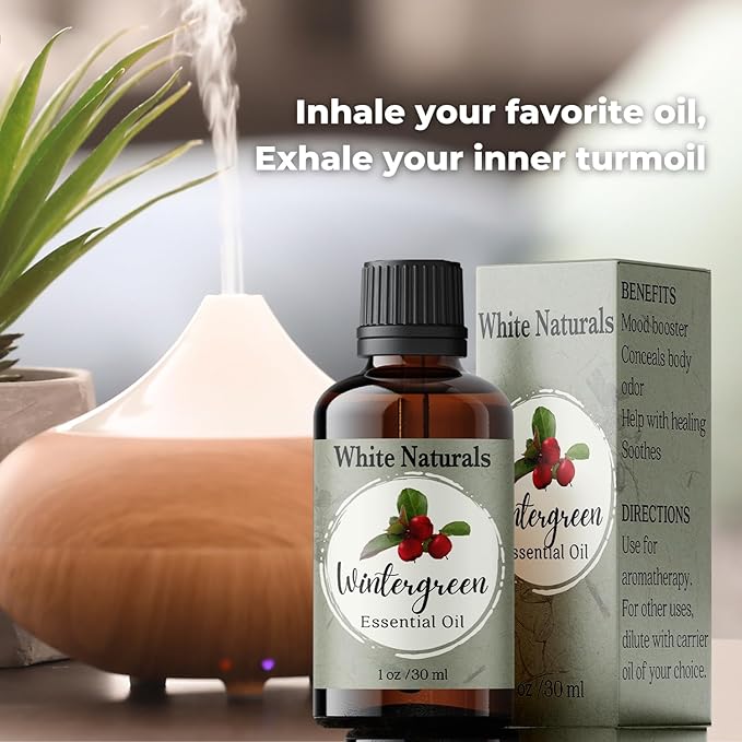 Wintergreen Essential Oil,100% Pure Natural Organic Therapeutic Grade for Aromatherapy Diffuser, Winter Green Oil for Inhalation Therapy, DIY Soap Candle Making, Refreshing, Crisp & Woodsy Scent