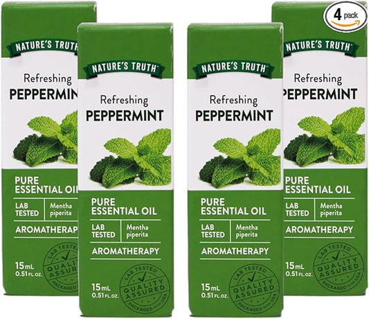 Nature's Truth Peppermint Essential Oil for Diffusers and Aromatherapy, 0.51 FL OZ - 4 Pack