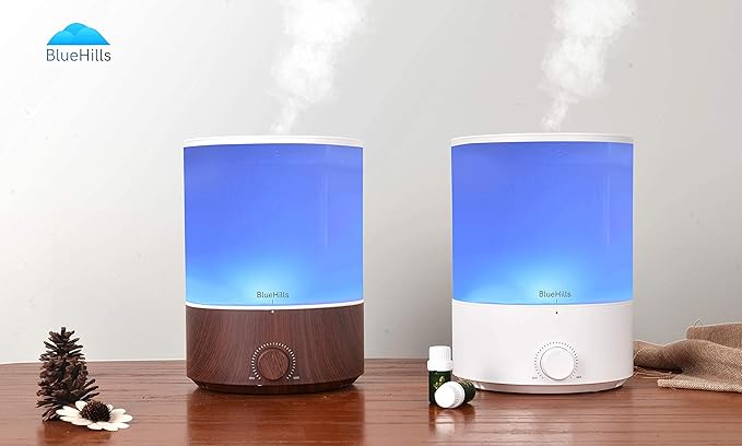 BlueHills Premium 4000 ML Set of 2 Gallon Large Essential Oils Diffusers for Big Rooms High Mist Output XL Capacity Adjustable Cool Mist Great Gift – Value 2 Pack Dark Wood Grain