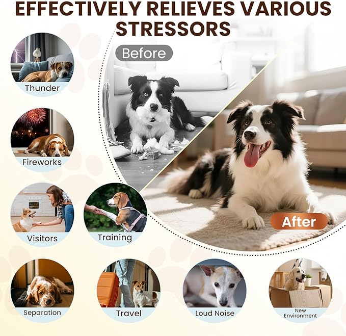 Dog Pheromones Calming Diffuser to Calm Dogs 6 IN 1 Kit (2 Diffusers+4 Refills) Pheromone Plug In for Stress Barking Pee Accidents Chewing Aggression Separation Anxiety Relief 120 Days(Odorless)