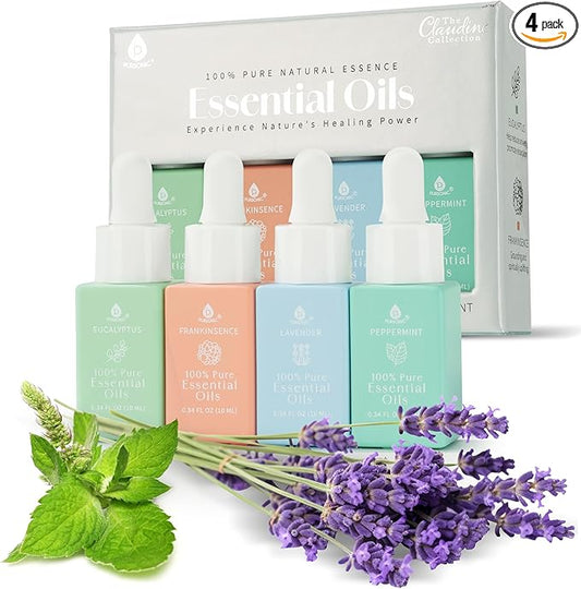 Natural Healing Power Essential Oils 100% Pure with Eucalyptus, Frankincense, Lavender, and Peppermint by Pursonic
