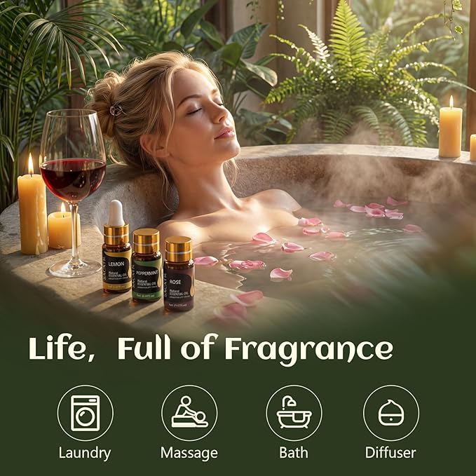 SACATR 25 Pcs Natural Essential Oil Sets,Essential Oils for Diffuser, Humidifiers, Skin Care, Massage, Fragrance Oil Scent for DIY Candle and Soap Making, Gift for Friend (25 * 5ML)