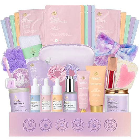 Mother's Day Gift for Mom, 38 Pcs Hydrating Skin Care Set for Women, Bath & Body Spa Gift Set, Self-Care Pampering Gift Basket Kit, Bath Bomb, Face Serum, Birthday, Christmas, Anniversary, Wife