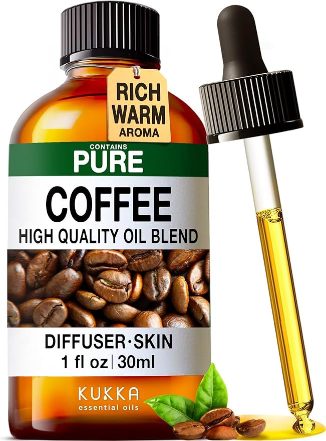 100% Pure Coffee Oil - 1 Fl Oz Coffee Essential Oil for Hair, Skin, Diffuser, Aromatherapy & DIY Soap Making Scent