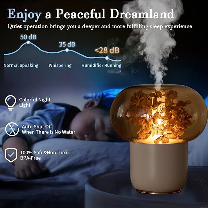 Eternal Flower Essential Oil Diffuser, 200ml Ultrasonic Aromatherapy Humidifier, Creative Colorful Night Light Aromatherapy Machine, Noise Free, BPA Free, Auto Shut-Off, Gift for Women (Green)