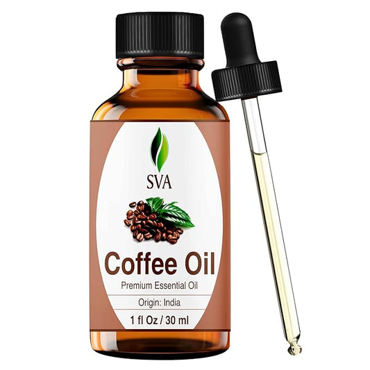 SVA Coffee Essential Oil – 1 Fl Oz – 100% Natural Coffee Oil - for Diffuser, Hair Care, Face, Skin Care, Aromatherapy, Scalp and Body Massage, Soap and Candle Making - with Dropper