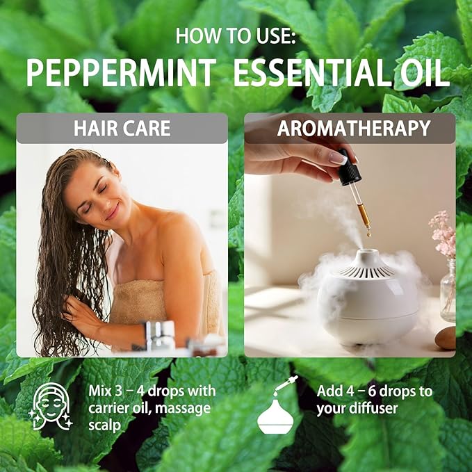 Peppermint Essential Oil, 16 fl oz (480ml) - ZODION Peppermint Fragrance Oil for Diffuser, Massage, Humidifier, DIY Candle, Soap Making, Home, Bath, Yoga