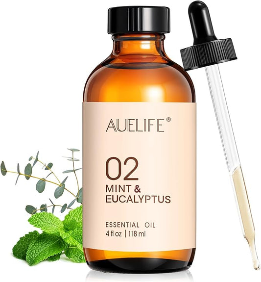 Mint & Eucalyptus Essential Oils for Diffusers & Candle Making, 118ml (4 fl oz) Large Bottle, Long Lasting Fresh Scent Oil for Home Fragrance, Soap, DIY & Aromatherapy
