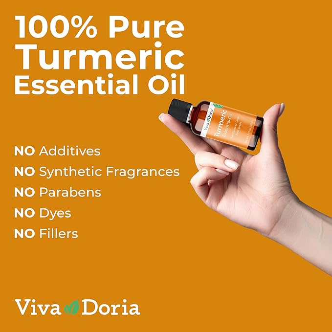 Viva Doria Turmeric Essential Oil, 100% Pure, Natural Turmeric Essential Oil, Undiluted, for Aromatherapy | Food Grade, 30 mL (1 Fluid Ounce)
