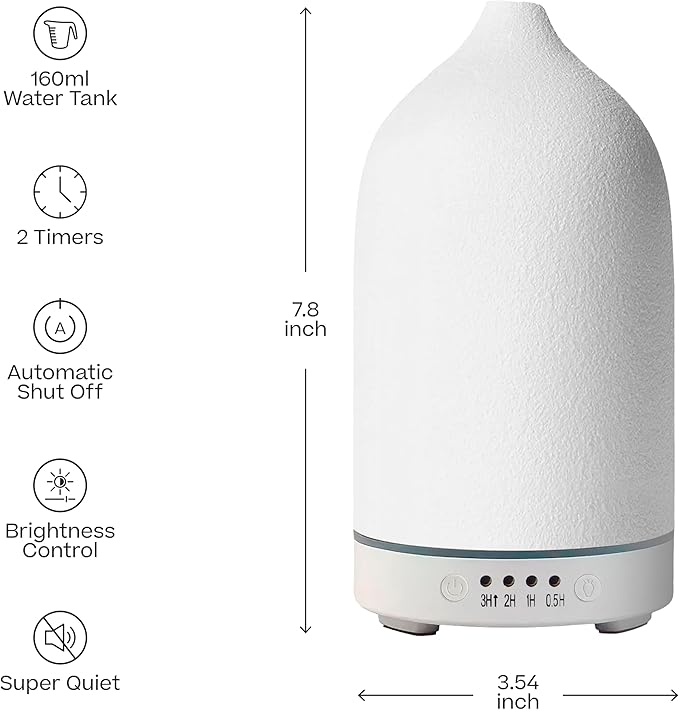 Doctor Aromas Ultrasonic Aromatherapy Essential Oil Lava Stone Diffuser & 1 Scent (1 OZ) 30Ml - Super Quiet, Waterless Auto-Off Function for Fresh Air in Home Office Room (Breezy)