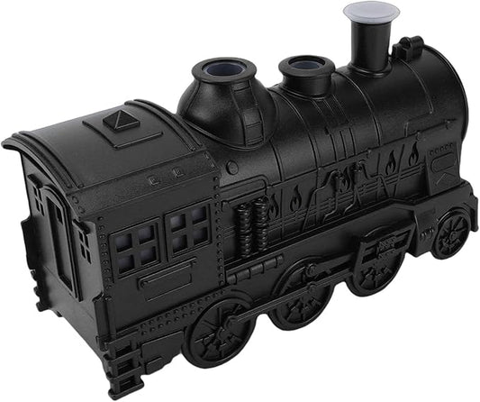 EBTOOLS 300Ml 8W Train Shaped Humidifier With Night Light, Dual Spray Modes, Warm and Cool Blue Light, Low Noise, Essential Oil Diffuser, Misting Function, Cool Mist Humidifier (Black)