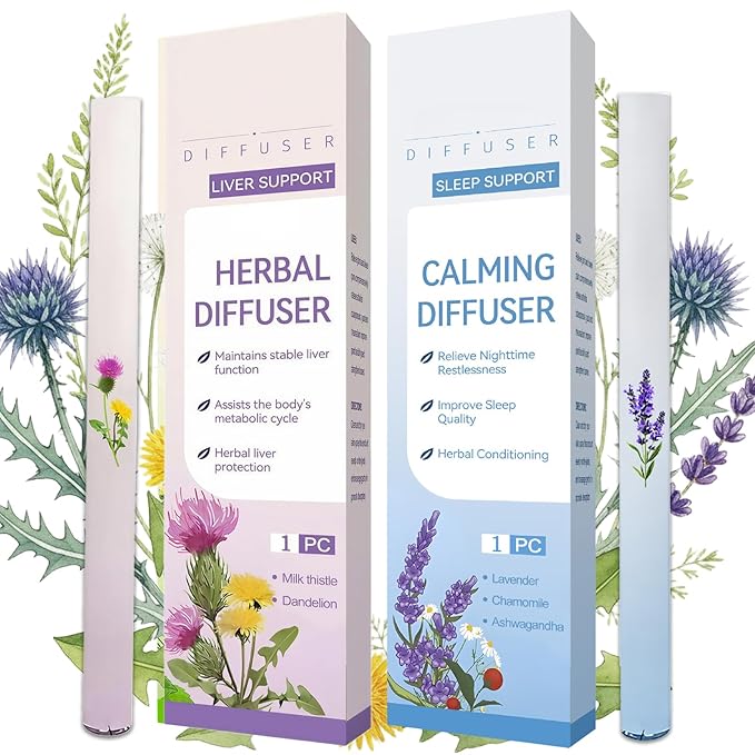 2 PCS Herbal Diffuser Pen Quit Smoking,Mullein Diffuser Pen with Mint and Thyme for Lung Cleansing, Freshens Breath & Quitting Bad Habit - Up to 600 Uses