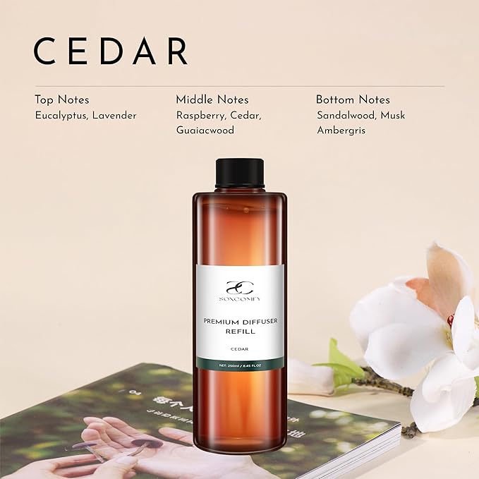 Diffuser Oil Luxury Essential Oils for Diffuser Refill & Air Freshener,Long-Lasting Natural Home Fragrance and Hotel Scent for Diffusers - 8.45 Fl.oz(250ml), Cedar